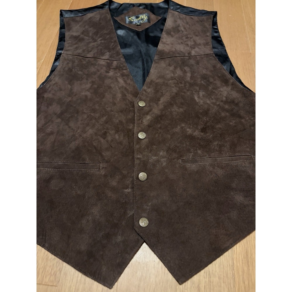 Scully Vest Mens Brown Suede Leather Western Waistcoat Cowboy Style XL EUC USA - Picture 2 of 7